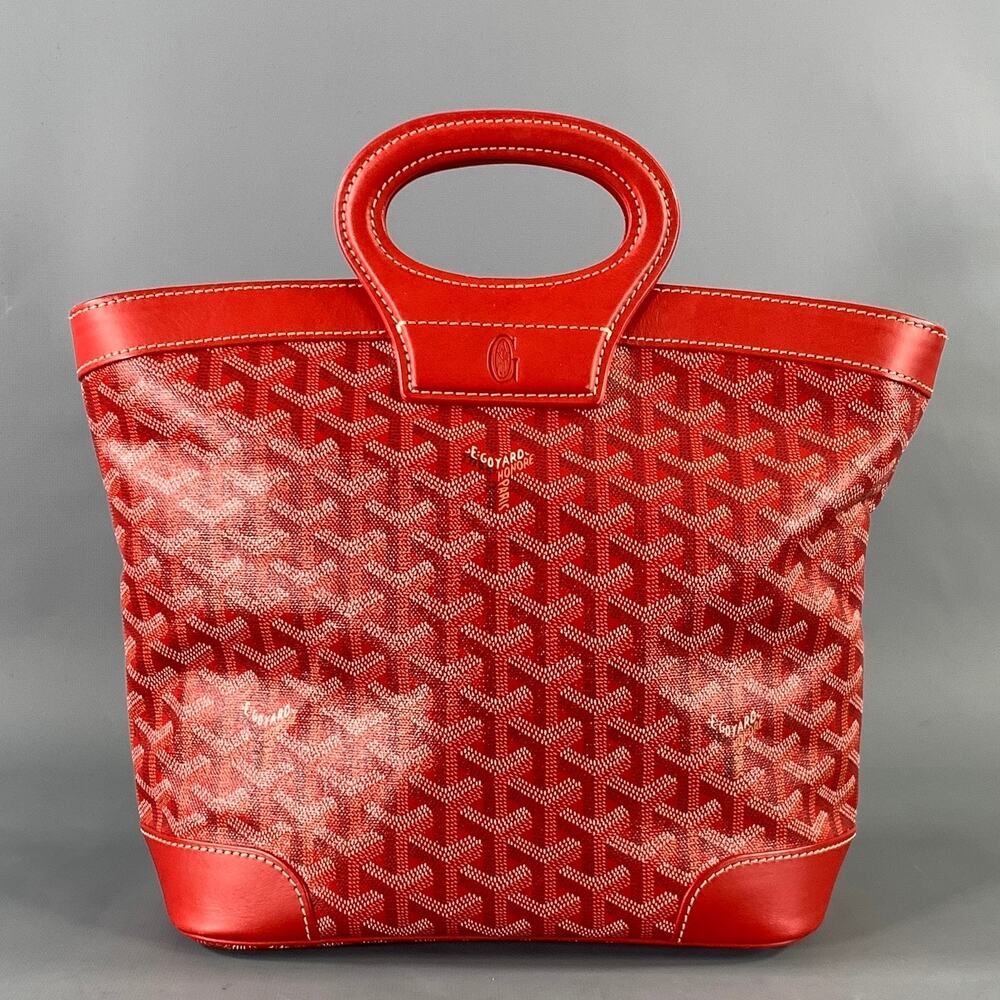 GOYARD BELUGA Red Monogram Canvas Leather Top Handles Handbag